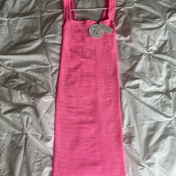 ❗️Sold❗️NWT Hunza G Pink Crinkle Tank Dress One Size 🩷 - Picture 6 of 14